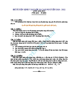 Đề thi tuyển sinh vào Lớp 10 THPT môn Hóa học - Năm học 2017-2018 - Sở GD & ĐT Hà Nội